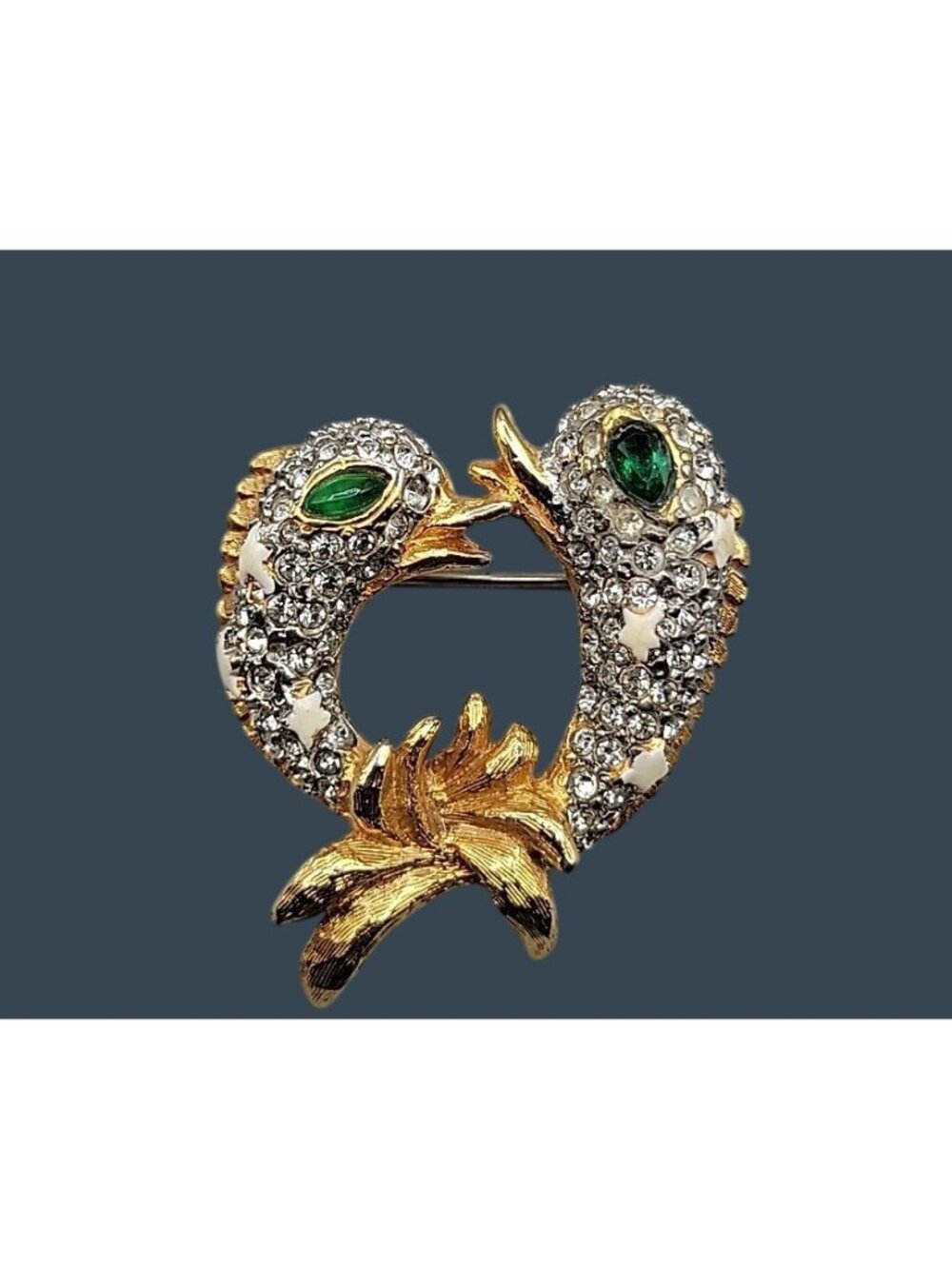 KJL Zodiac Pisces Brooch Rhinestone Double Fish Rare Vintage Kenneth Jay Lane - Picture 4 of 12